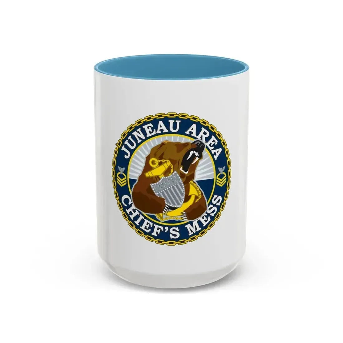 Juneau Area Chief Mess (U.S. Coast Guard) Accent Coffee Mug 15oz Light Blue - Go Mug Yourself