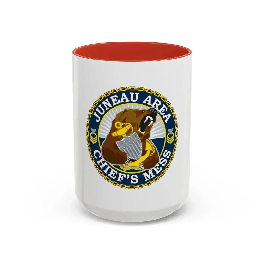Juneau Area Chief Mess (U.S. Coast Guard) Accent Coffee Mug 15oz Red - Go Mug Yourself