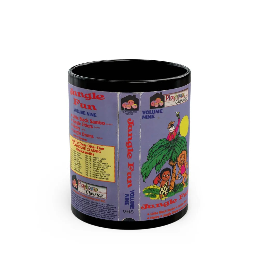 JUNGLE FUN VOLUME NINE LITTLE BLACK SAMBO JUNGLE JITTERS HENRY JUNGLE DRUMS (VHS COVER) - Black Coffee Mug-11oz-Go Mug Yourself