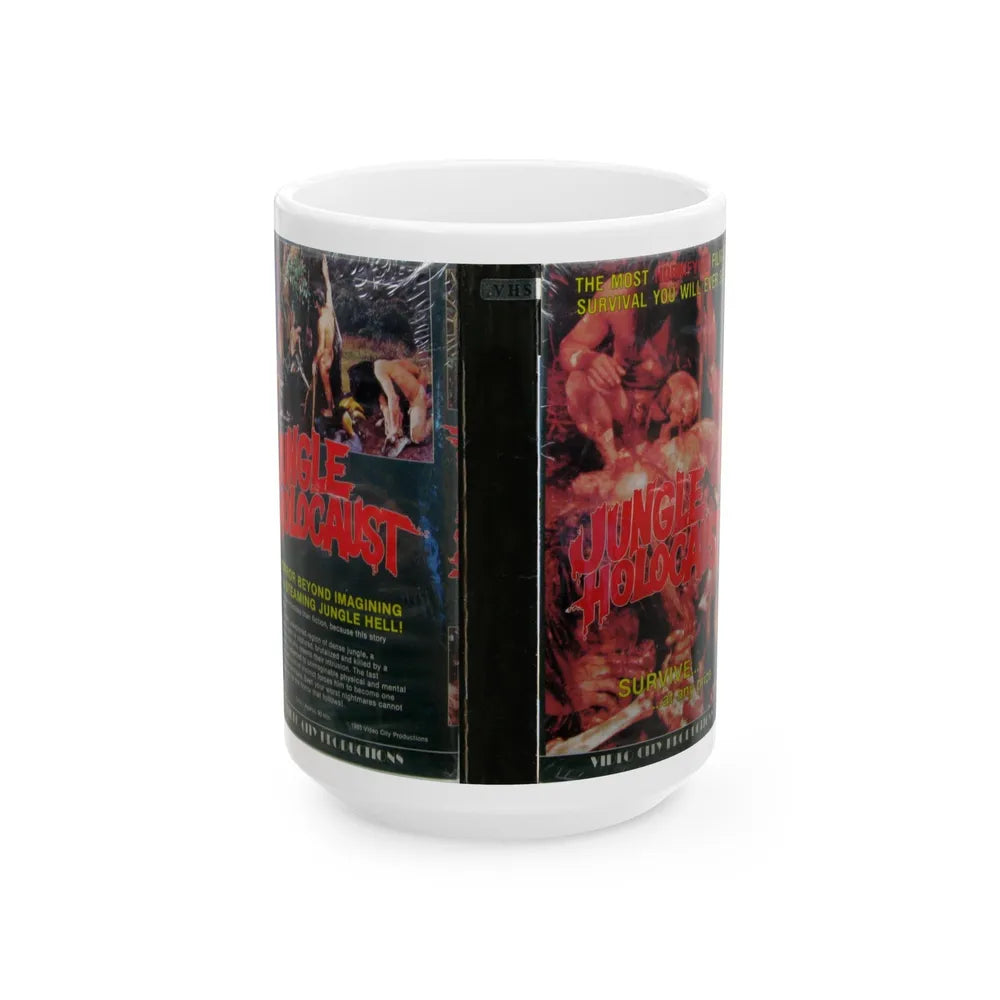 JUNGLE HOLOCAUST (VHS COVER) - White Coffee Mug-15oz-Go Mug Yourself