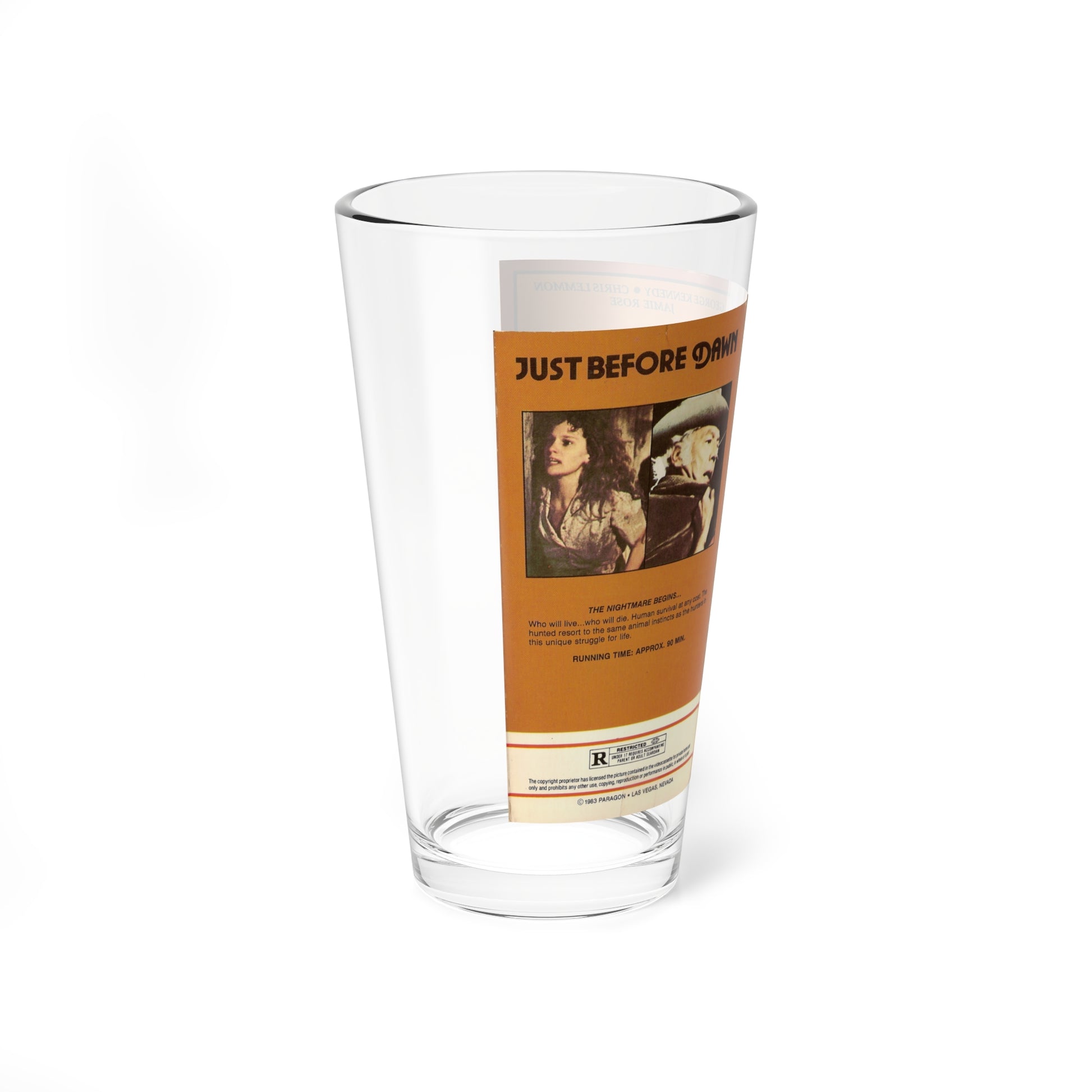 JUST BEFORE DAWN (VHS COVER) Pint Glass 16oz-Go Mug Yourself