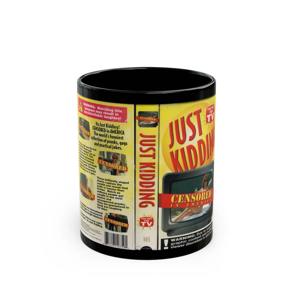 JUST KIDDING CENSORED IN AMERICA (VHS COVER) - Black Coffee Mug-11oz-Go Mug Yourself