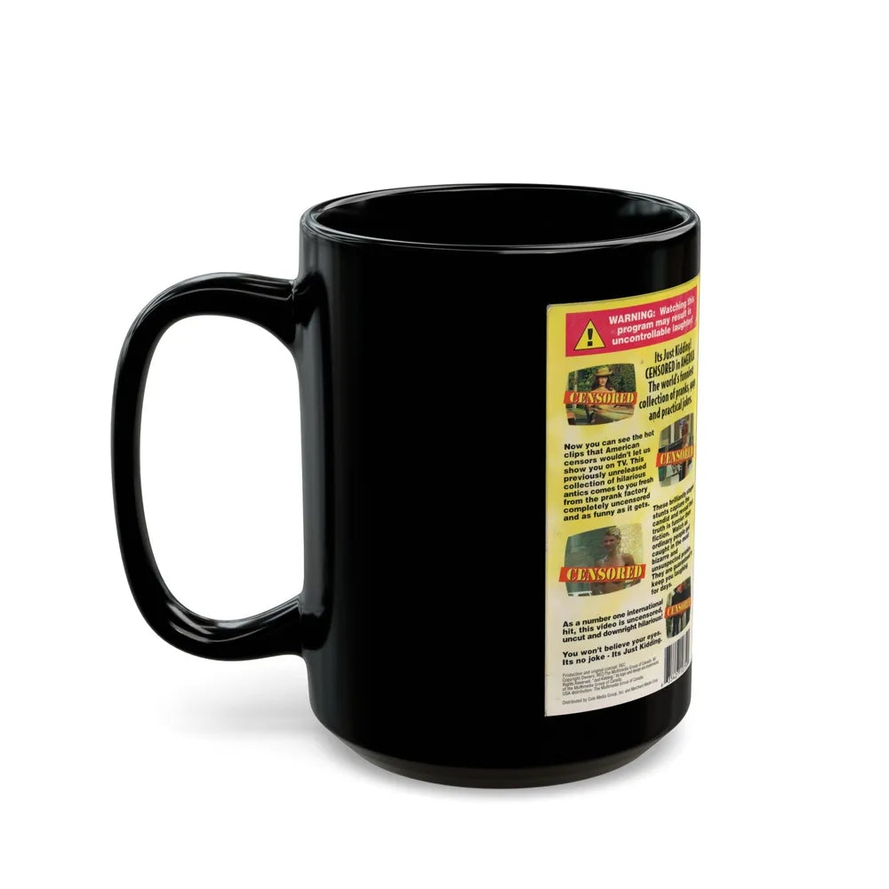 JUST KIDDING CENSORED IN AMERICA (VHS COVER) - Black Coffee Mug-Go Mug Yourself