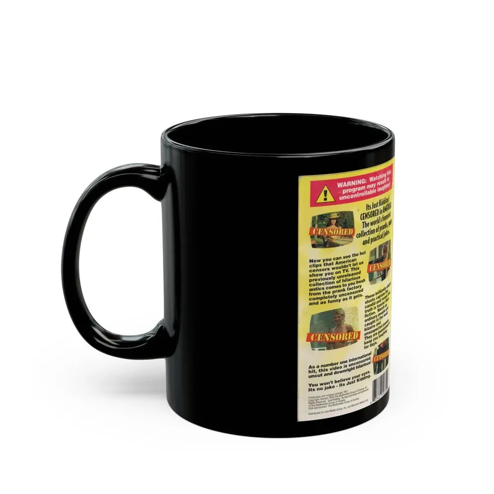 JUST KIDDING CENSORED IN AMERICA (VHS COVER) - Black Coffee Mug - Go Mug Yourself