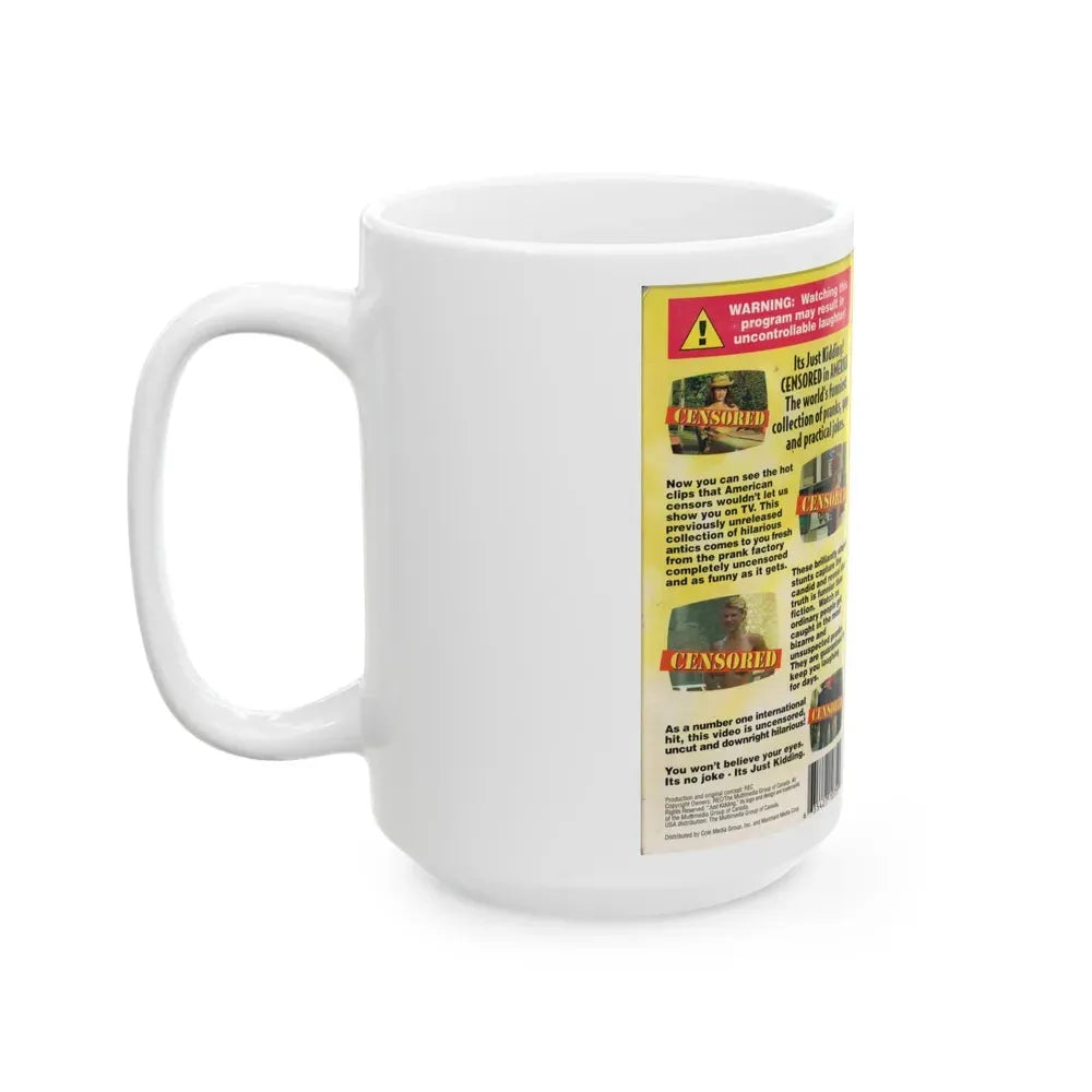 JUST KIDDING CENSORED IN AMERICA (VHS COVER) - White Coffee Mug - Go Mug Yourself