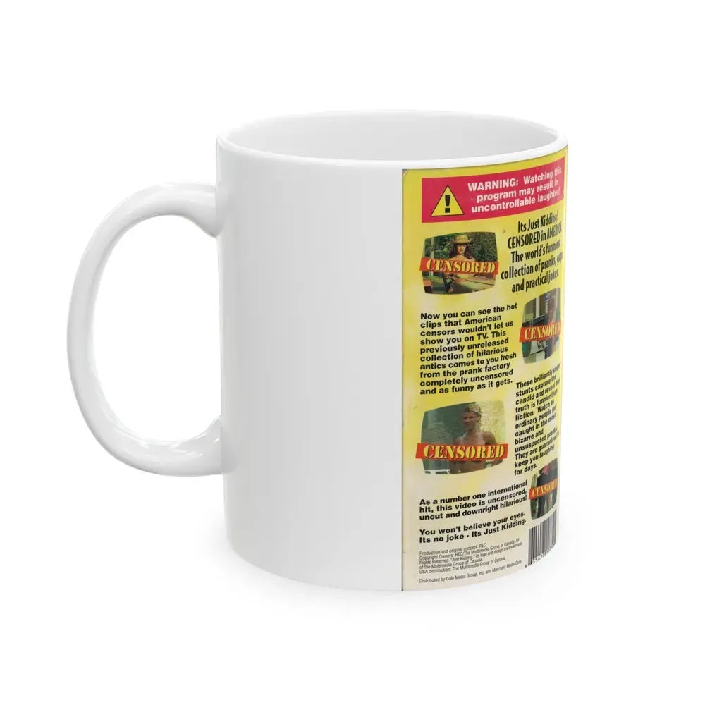 JUST KIDDING CENSORED IN AMERICA (VHS COVER) - White Coffee Mug - Go Mug Yourself