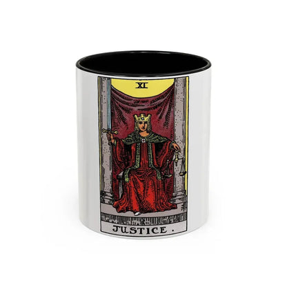 Justice (Tarot Card) Accent Coffee Mug 11oz Black - Go Mug Yourself