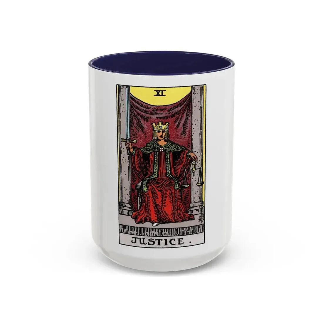 Justice (Tarot Card) Accent Coffee Mug 15oz Navy - Go Mug Yourself
