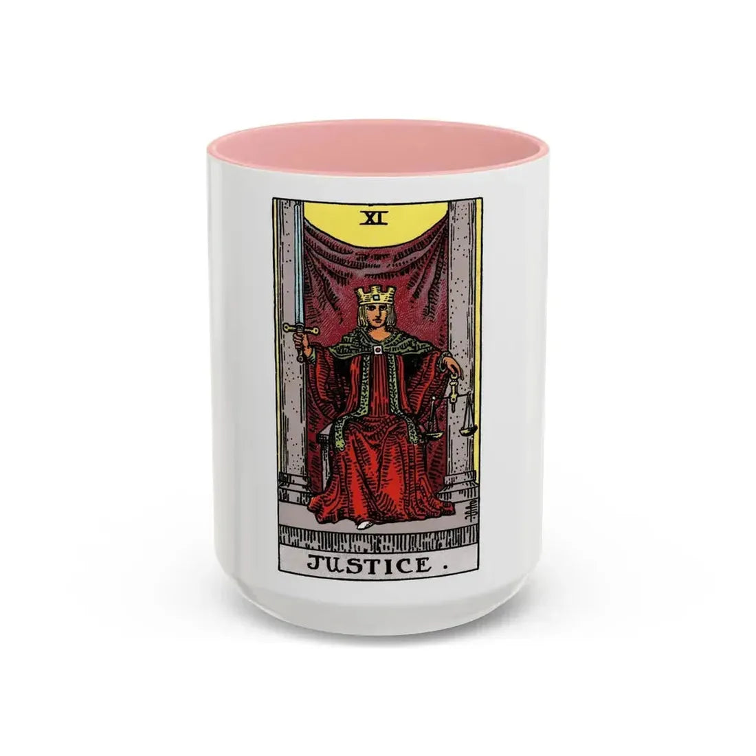 Justice (Tarot Card) Accent Coffee Mug 15oz Pink - Go Mug Yourself