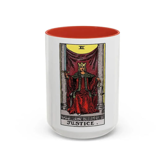 Justice (Tarot Card) Accent Coffee Mug 15oz Red - Go Mug Yourself