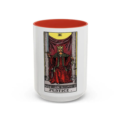 Justice (Tarot Card) Accent Coffee Mug 15oz Red - Go Mug Yourself