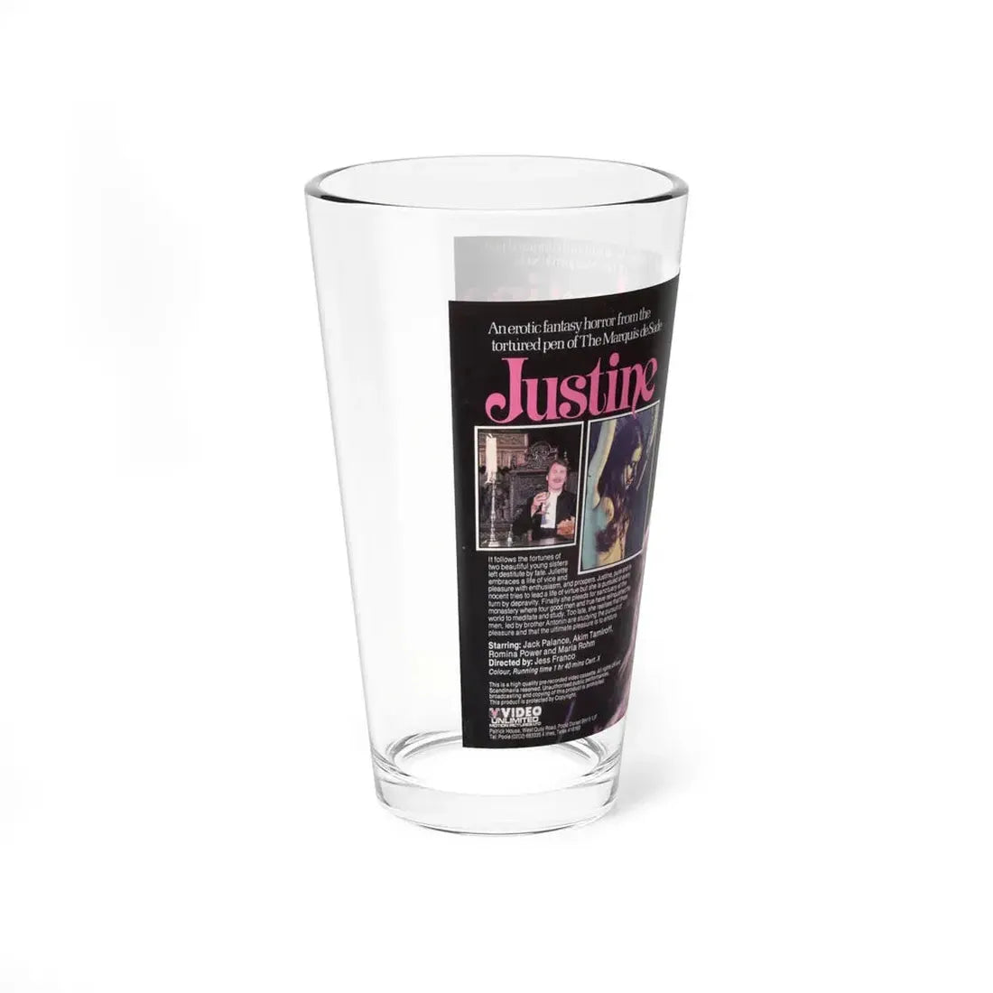 JUSTINE (VHS COVER) Pint Glass 16oz - Go Mug Yourself