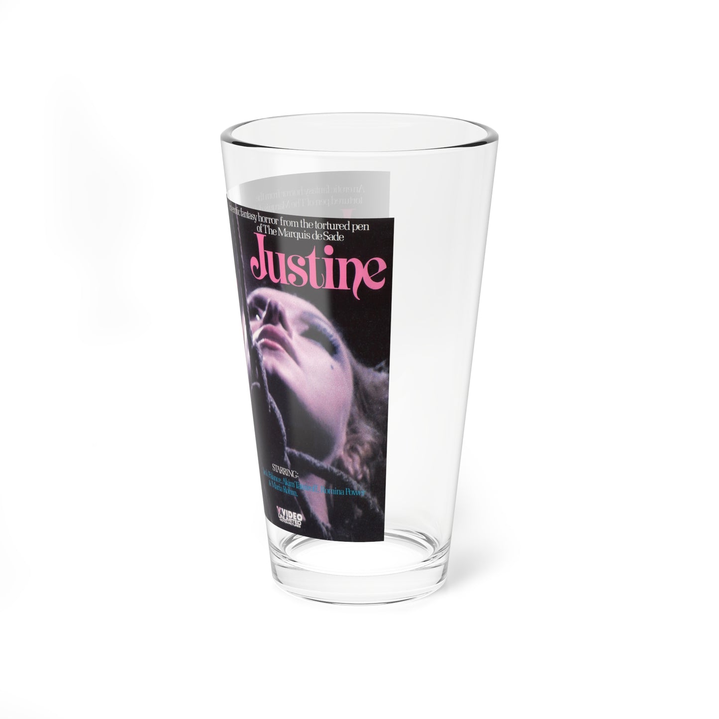 JUSTINE (VHS COVER) Pint Glass 16oz-Go Mug Yourself