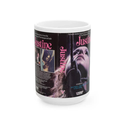 JUSTINE (VHS COVER) - White Coffee Mug 15oz - Go Mug Yourself