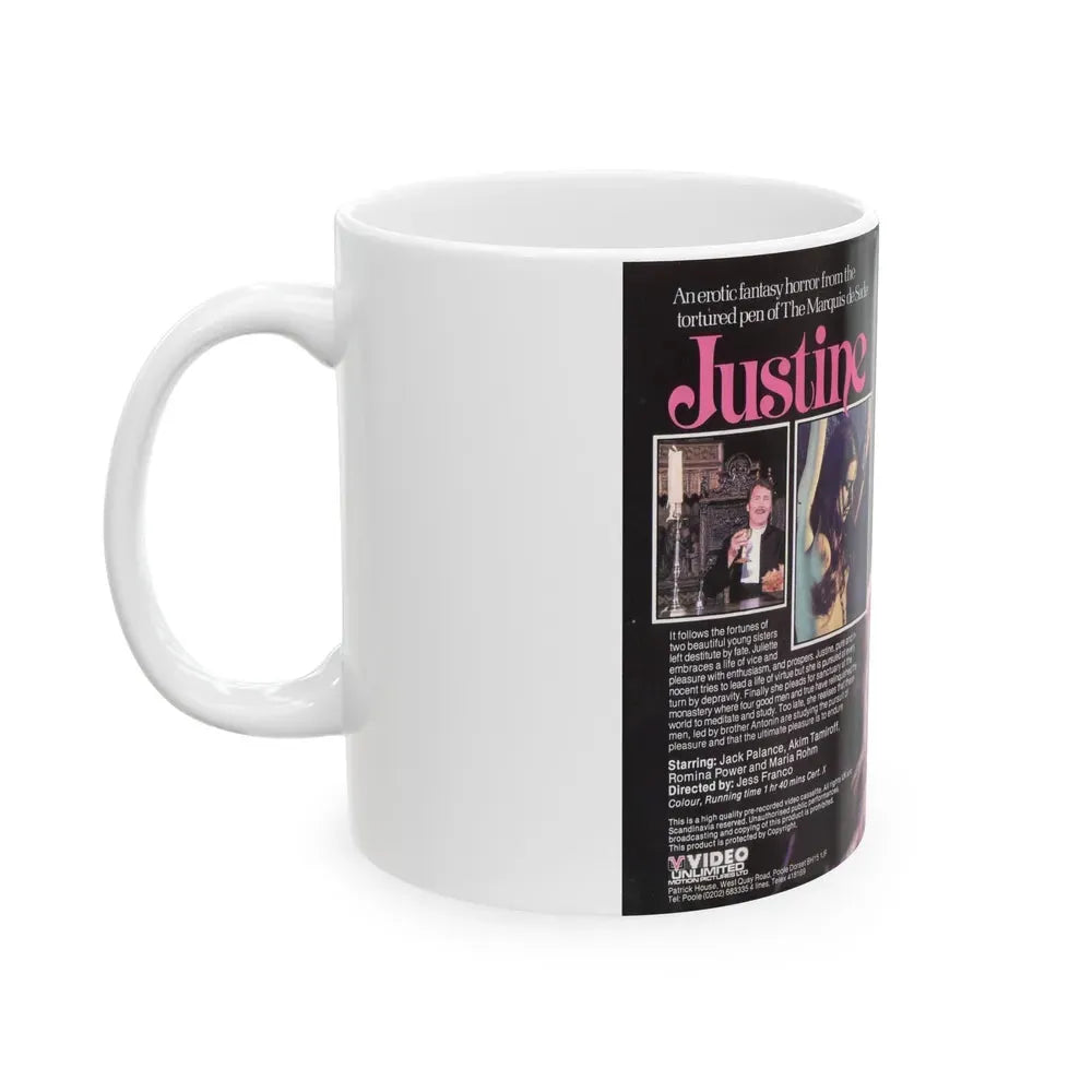 JUSTINE (VHS COVER) - White Coffee Mug - Go Mug Yourself