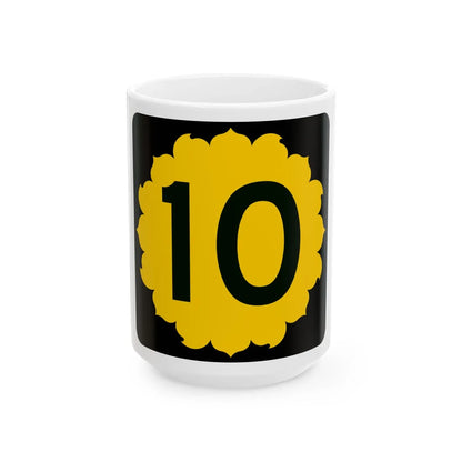 K-10 (Kansas) (Road Sign) White Coffee Mug 15oz - Go Mug Yourself