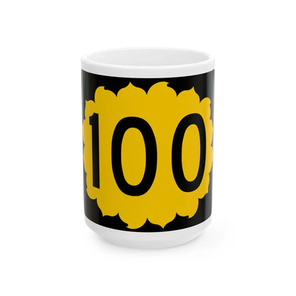 K-100 (Kansas) (Road Sign) White Coffee Mug 15oz - Go Mug Yourself