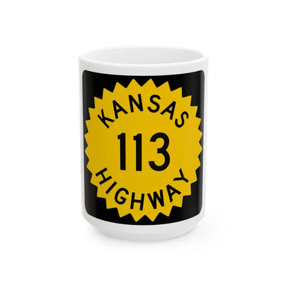 K-113 1948 (Kansas) (Road Sign) White Coffee Mug 15oz - Go Mug Yourself