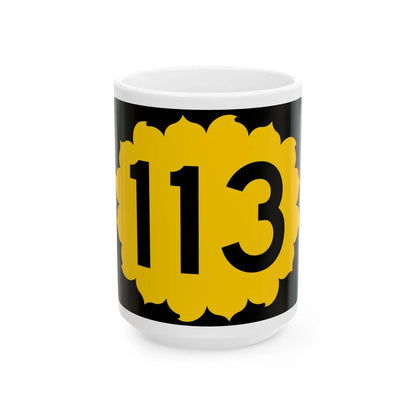 K-113 (Kansas) (Road Sign) White Coffee Mug 15oz - Go Mug Yourself