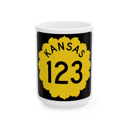 K-123 1962 (Kansas) (Road Sign) White Coffee Mug 15oz - Go Mug Yourself