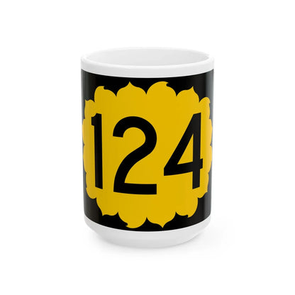 K-124 (Kansas) (Road Sign) White Coffee Mug 15oz - Go Mug Yourself