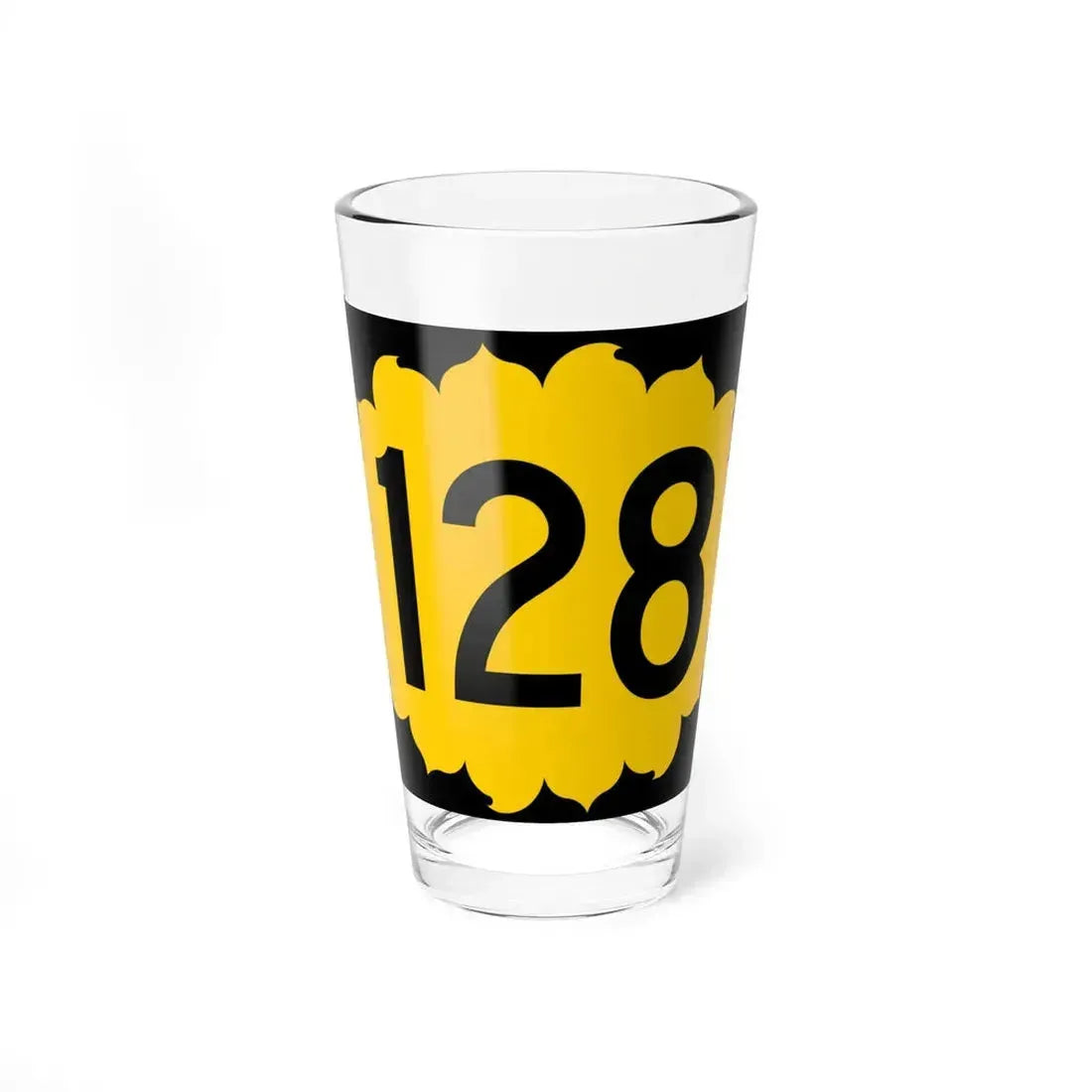 K-128 (Kansas) (Road Sign) Pint Glass 16oz 16oz - Go Mug Yourself