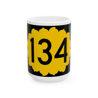 K-134 (Kansas) (Road Sign) White Coffee Mug 15oz - Go Mug Yourself
