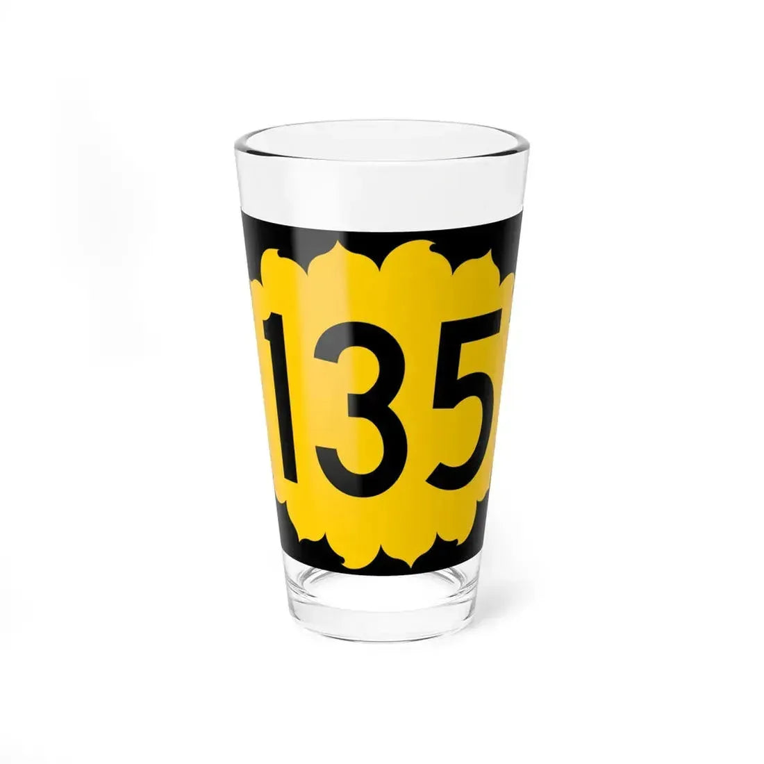 K-135 (Kansas) (Road Sign) Pint Glass 16oz 16oz - Go Mug Yourself