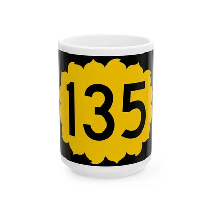 K-135 (Kansas) (Road Sign) White Coffee Mug 15oz - Go Mug Yourself