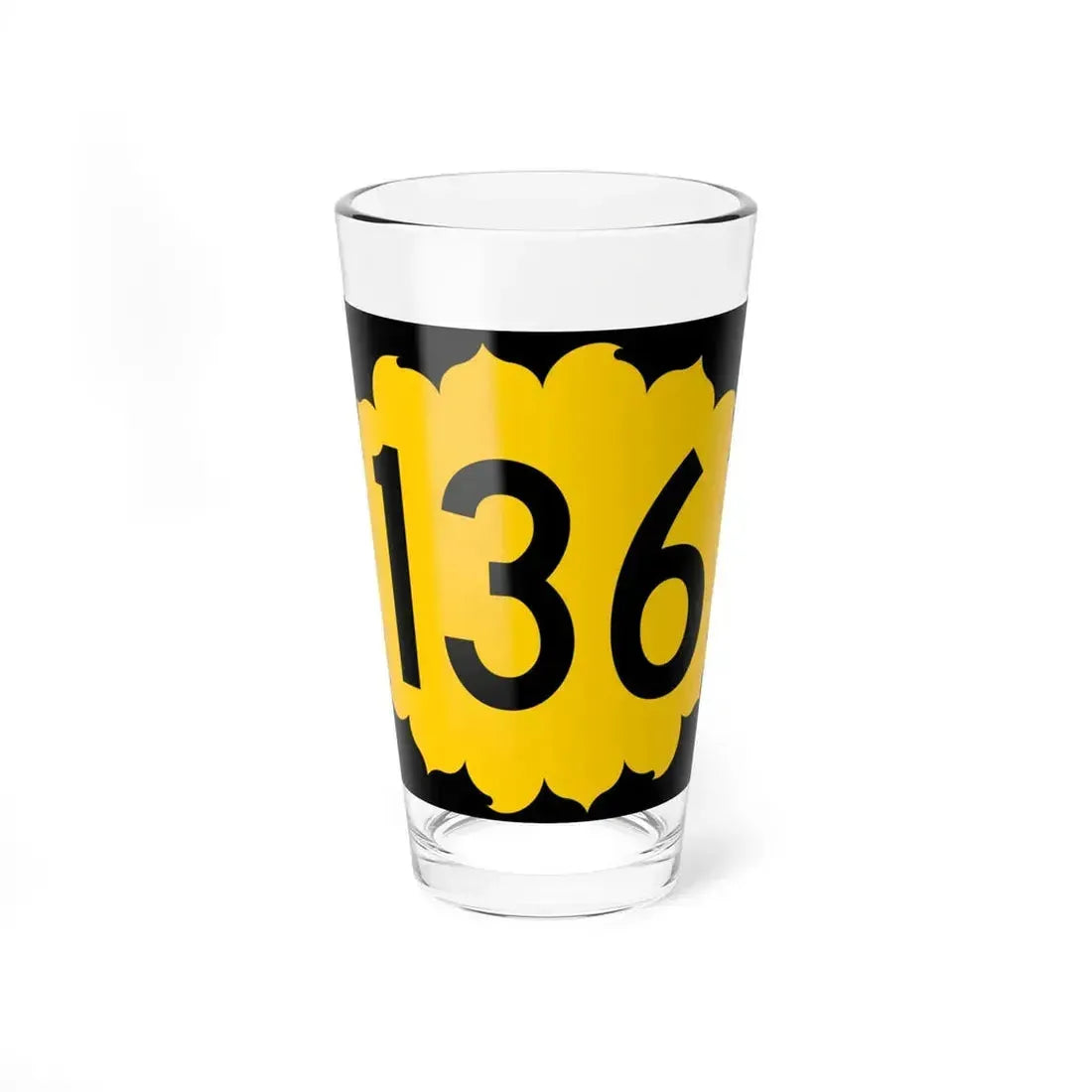 K-136 (Kansas) (Road Sign) Pint Glass 16oz 16oz - Go Mug Yourself