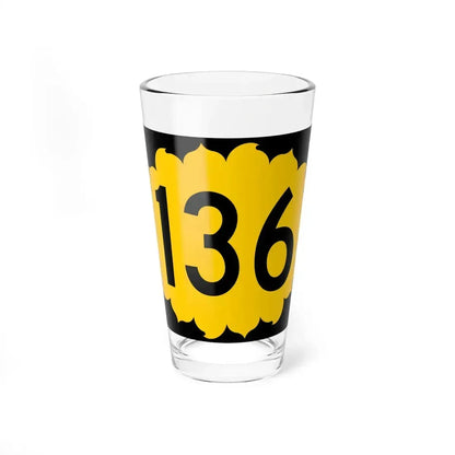 K-136 (Kansas) (Road Sign) Pint Glass 16oz 16oz - Go Mug Yourself