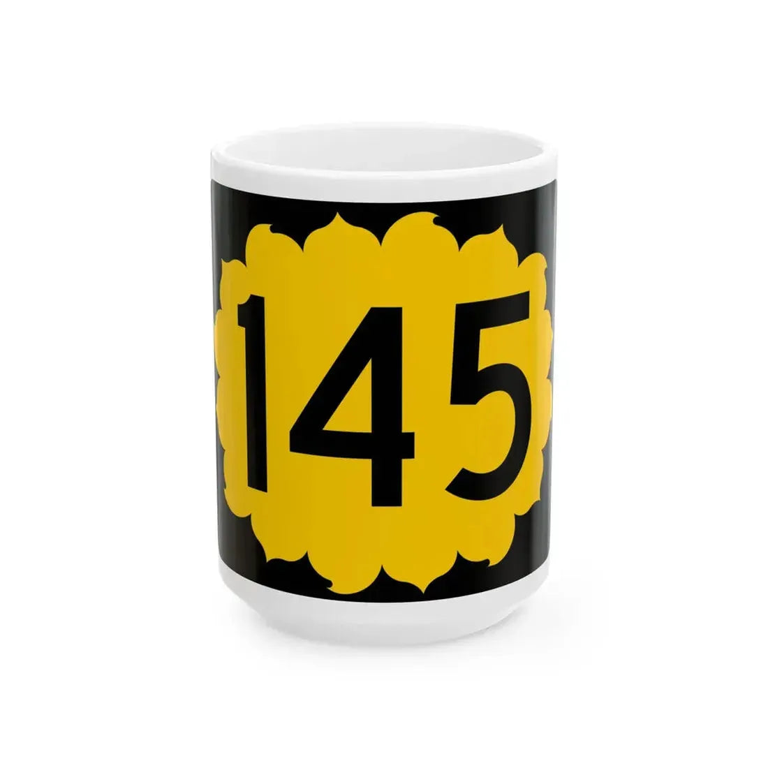 K-145 (Kansas) (Road Sign) White Coffee Mug 15oz - Go Mug Yourself