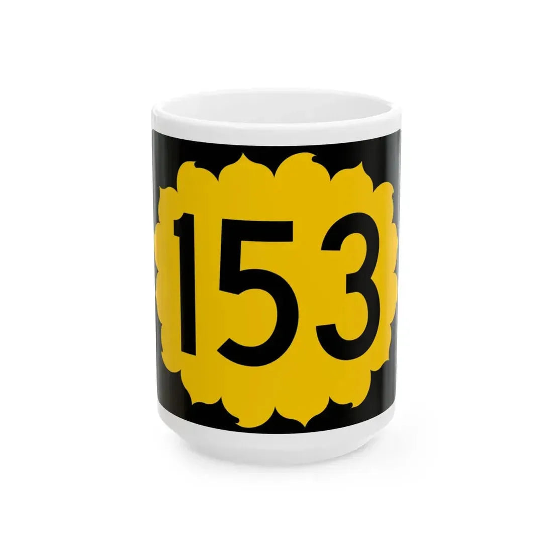 K-153 (Kansas) (Road Sign) White Coffee Mug 15oz - Go Mug Yourself