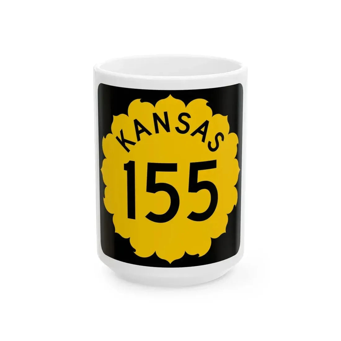 K-155 1962 (Kansas) (Road Sign) White Coffee Mug 15oz - Go Mug Yourself
