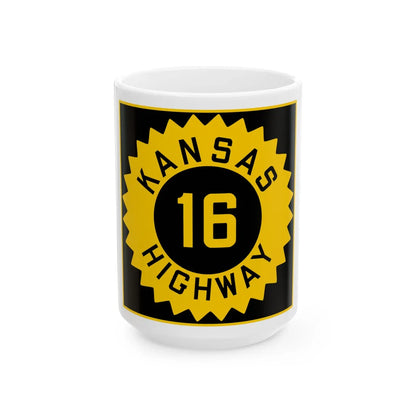 K-16 1926 (Kansas) (Road Sign) White Coffee Mug 15oz - Go Mug Yourself