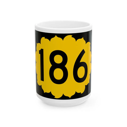 K-186 (Kansas) (Road Sign) White Coffee Mug 15oz - Go Mug Yourself