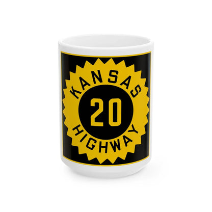 K-20 1926 (Kansas) (Road Sign) White Coffee Mug 15oz - Go Mug Yourself