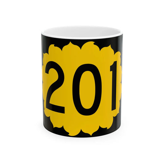 K-201 (Kansas) (Road Sign) White Coffee Mug 11oz - Go Mug Yourself