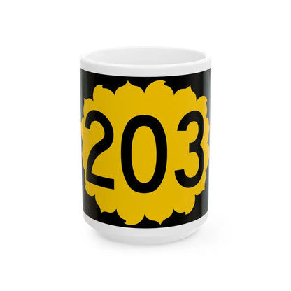 K-203 (Kansas) (Road Sign) White Coffee Mug 15oz - Go Mug Yourself