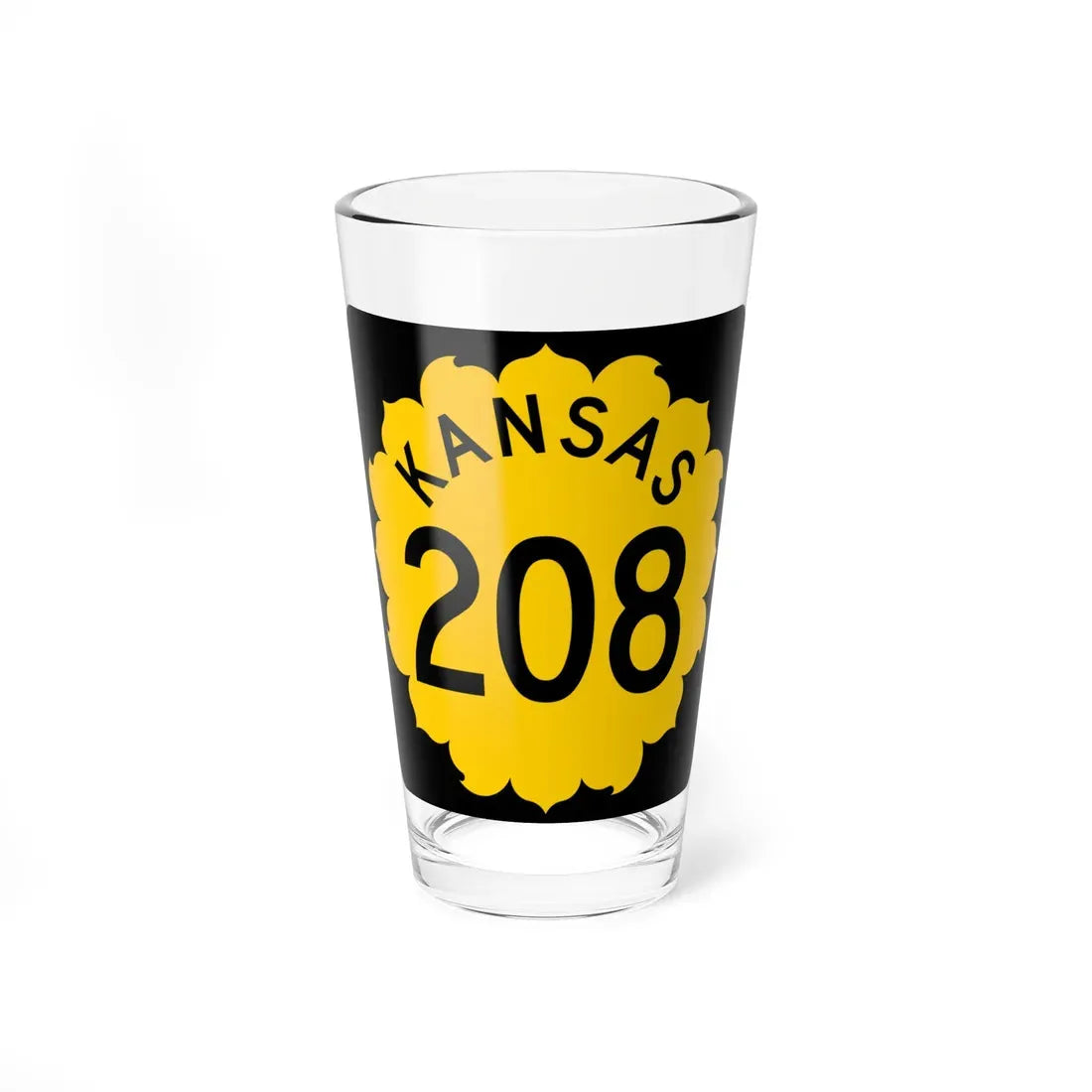 K-208 1962 (Kansas) (Road Sign) Pint Glass 16oz 16oz - Go Mug Yourself