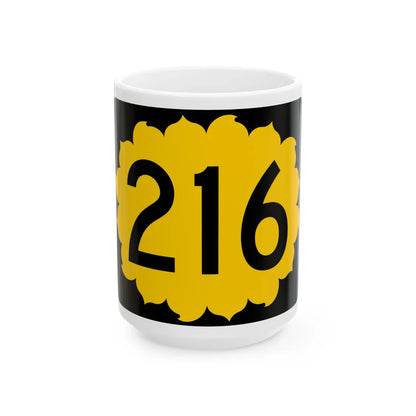 K-216 (Kansas) (Road Sign) White Coffee Mug 15oz - Go Mug Yourself