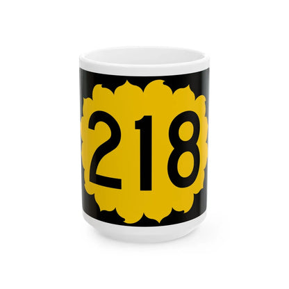 K-218 (Kansas) (Road Sign) White Coffee Mug 15oz - Go Mug Yourself
