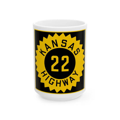 K-22 1926 (Kansas) (Road Sign) White Coffee Mug 15oz - Go Mug Yourself
