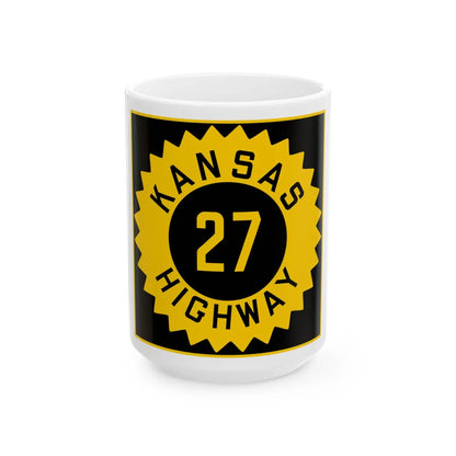 K-27 1926 (Kansas) (Road Sign) White Coffee Mug 15oz - Go Mug Yourself