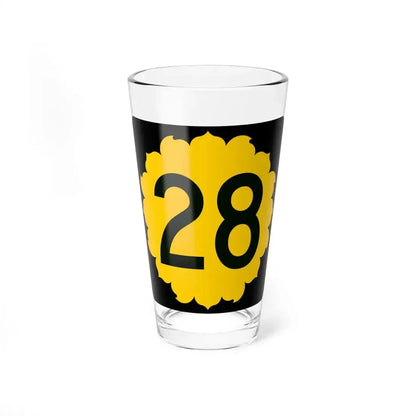 K-28 (Kansas) (Road Sign) Pint Glass 16oz 16oz - Go Mug Yourself