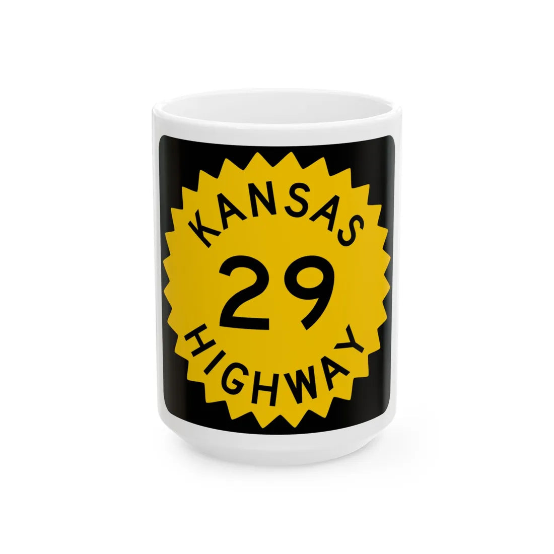 K-29 1948 (Kansas) (Road Sign) White Coffee Mug 15oz - Go Mug Yourself