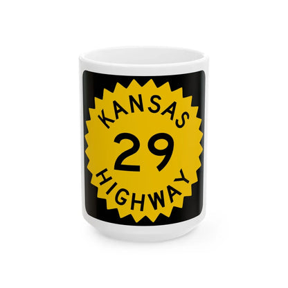 K-29 1948 (Kansas) (Road Sign) White Coffee Mug 15oz - Go Mug Yourself