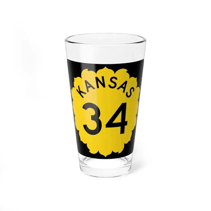 K-34 1962 (Kansas) (Road Sign) Pint Glass 16oz 16oz - Go Mug Yourself
