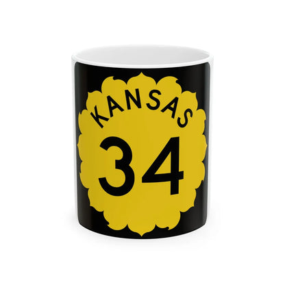 K-34 1962 (Kansas) (Road Sign) White Coffee Mug 11oz - Go Mug Yourself
