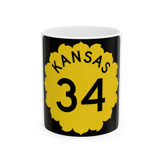 K-34 1962 (Kansas) (Road Sign) White Coffee Mug 11oz - Go Mug Yourself